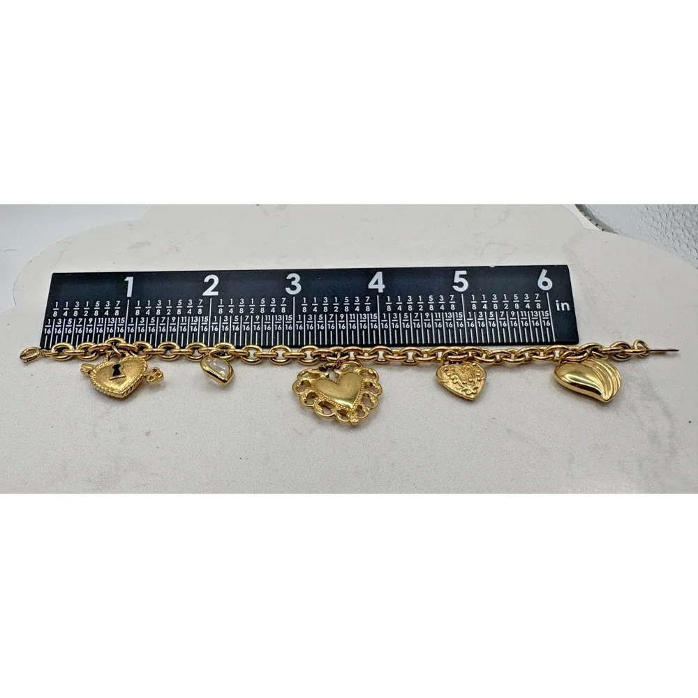 Avon You Charm Me Bracelet Heart Gold Plated Locket Chain Metal Valentine